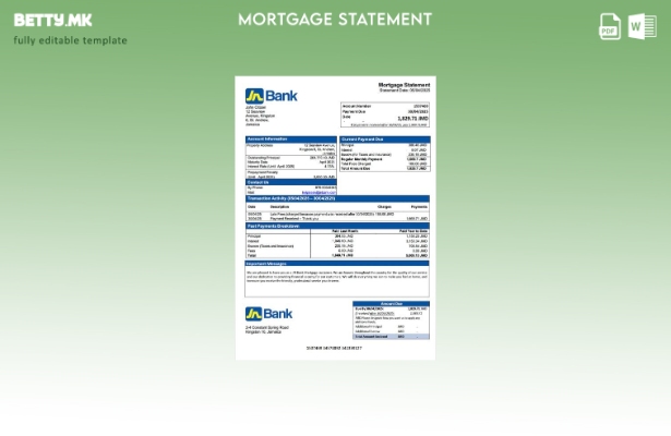Модерен стил Јамајка Национална банка (JN Bank) шаблон за извод за хипотека Word